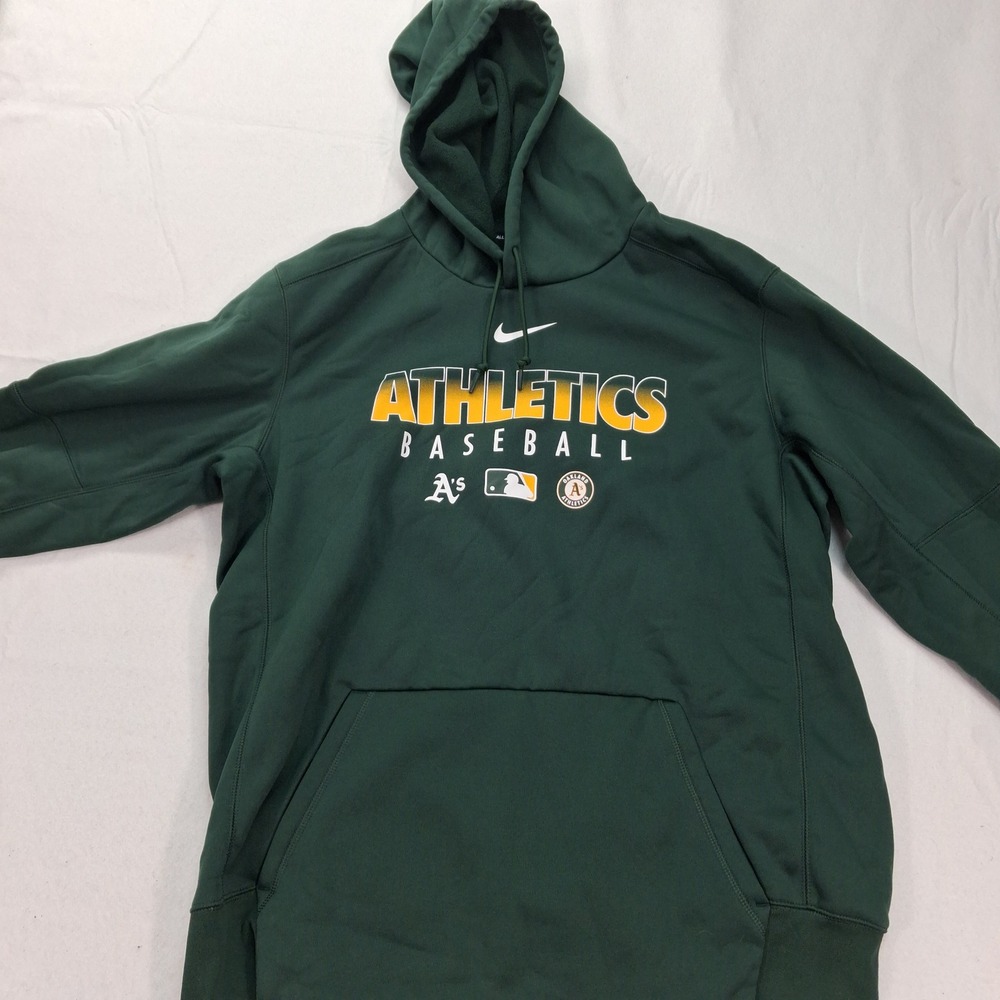 Oakland Athletics Nike Hoodie Mens XL Green MLB Baseball Dri-FIT EUC